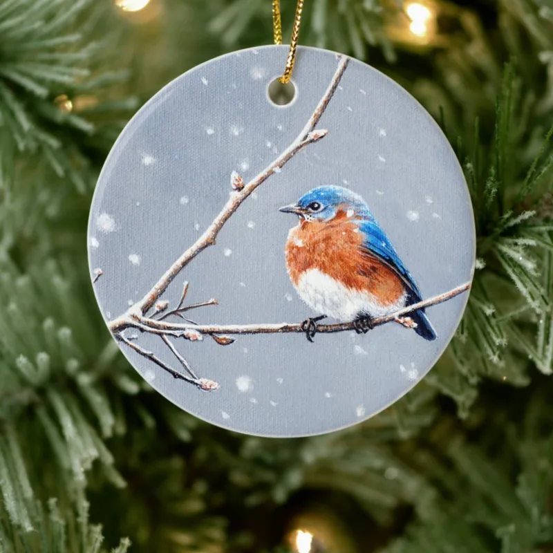 "Spring Promise" fine porcelain bluebird ornament