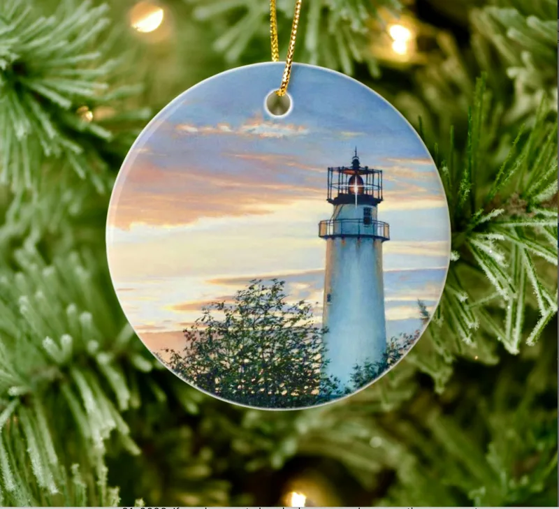 "Night Settles over Fenwick Island" fine porcelain ornament