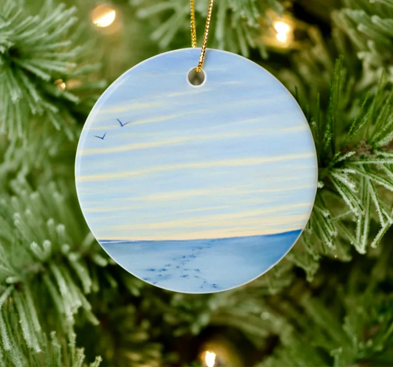 "Never Alone" fine porcelain ornament celebrating times when two paths become one