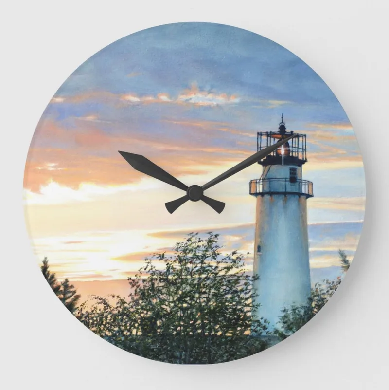 "Night Settles Over Fenwick" wall clock