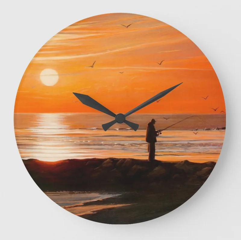 "Morning's First Catch" at Indian River Inlet wall clock
