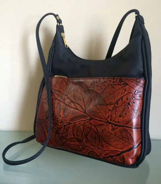 Leaf Leather Teresa Bag with Crossbody Strap.