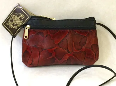 Leaf Leather Ellen Bag with long strap.