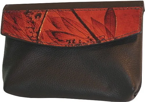 Leaf Leather Keyfob Coin or Cosmetic Case.