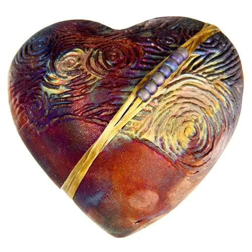 J. Davis Raku Starry Starry Night Heart InnerSpirit Rattle