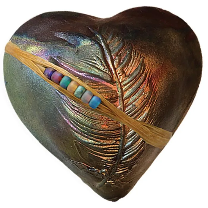 J. Davis Raku Feather Dancing Heart InnerSpirit Rattle: Hopes & Dreams