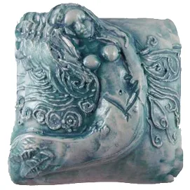 J. Davis Raku Single Mermaid Square InnerSpirit Rattle: Adventure