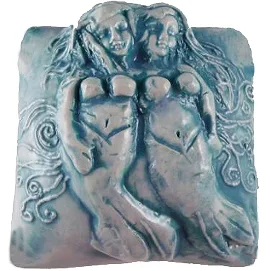 J. Davis Raku Mermaid Sisters Square InnerSpirit Rattle: Adventure