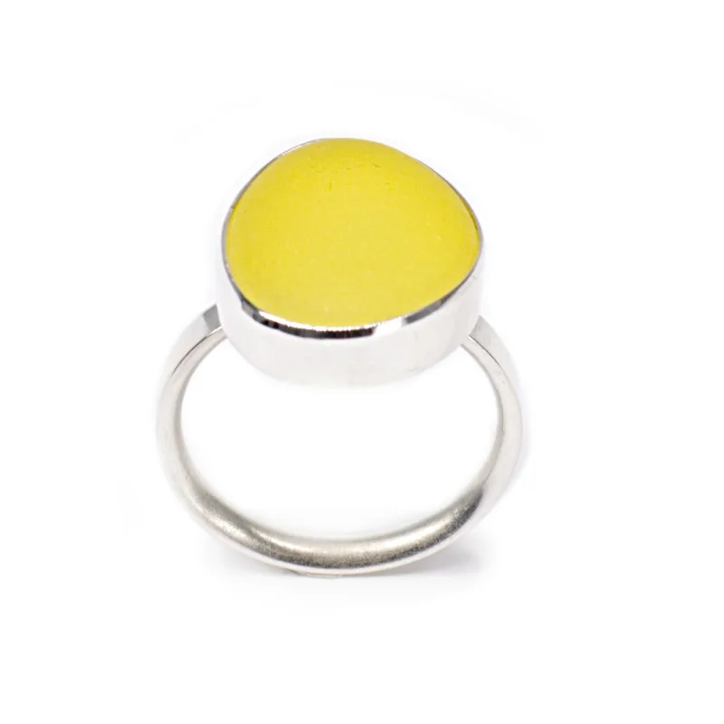 Meg's Prism Sea Glass Sterling Silver 'Statement' Ring in Canary Yellow
