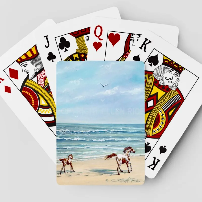 Oceanside playing cards featuring  Merriment painting by Ellen Rice