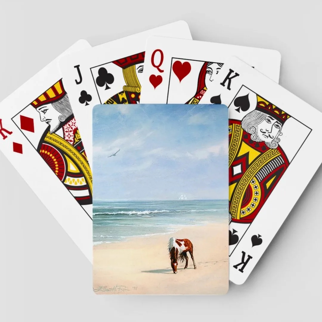 Example of one design of playing cards featuring an Ellen Rice painting of an Assateague Island pony called 