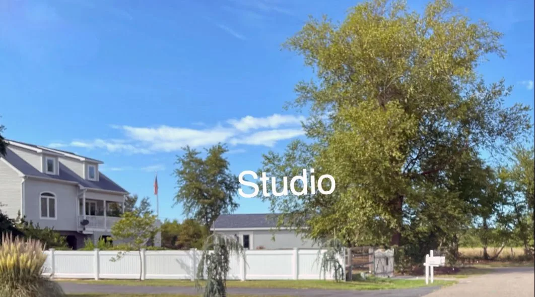 Photo showing stret view of Ellen Rice's home and separate  art studio and gallery on the northern outskirts of Ocean View, Delaware.
